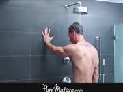 Sexy Jessica Yanks His Cock In The Shower