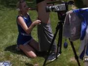 Adorable Pep Girl Lexi Belle Kneels Outdoor To Blow An Awesomely Stiff Cock