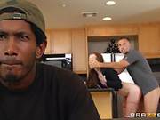 Beautiful Teen, Misha Cross Is Getting Fucked In The Kitchen While Her Boyfriend Is Watching Tv