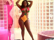 Chubby Ebony In Fishnet Is Riding Her White Lover