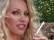 Big Boobed Slovak Blonde Nikita Valentin In Pink Bikini Smoking Outdoors