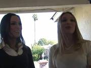 Long Black Hose Is Being Sucked By Aurora Snow And Her Friend. They Swap Cum In End