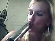 Busty Horn-mad Blondie Drills Both Her Holes With A Dildo Delightfully