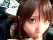 Stunning Rin Sakuragi Gives Nice Blowjob To A Guy In A Car