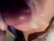 Crazy German Wife Rubs His Cock On Her Tongue Till Cumshot!