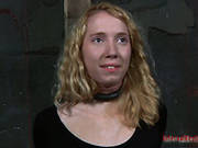 Shiny Blondie Nicki Blue Sits In The Basement All Tied Up