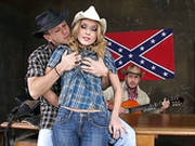 Curvy Blonde Cowgirl Nataly Von Gets Boned By Two Cowboys