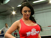 Mean Ladies Kerry Louise And Peaches Wrestle On The Boxing Ring