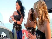 Sluts In Spandex Leggings On A Boat