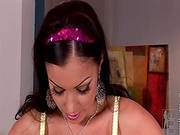 Aria Giovanni Gently Taking Off Her Bra And Showing Her Boobs