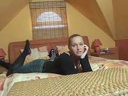 Big Titty Blonde Fingers Her Gash In Bed