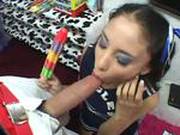 Cheerleader Alexis Love Sucking On Her Popcicle And A Cock