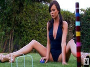 Perky Pigtails Girl Nude Croquet