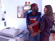 Dark Skinned Dude Gets Seduced By White Elegant Lady Karina Play In The Office