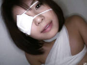 Bandaged Japanese Girl Azumi Harusaki Gives Blowjob