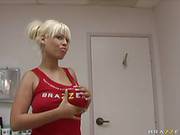 Incredibly Sexy Blonde Babe Bridgette B Introduces Her Big Perfect Melons