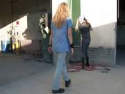Lesbian Mechanics Help Clean Eachother Off