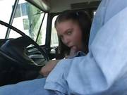 Sexy Schoolgirl Sucks And Fucks The Bus Driver