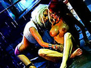 Hot Like Hell Lesbian Babes Enjoy Hard Porno Under Rainfall
