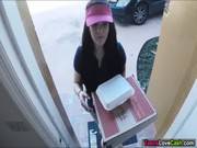 Kimber Woods Delivers Pizza And Bangs Customer For More Tips