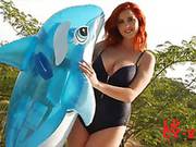 Playing With A Dolphin In The Pool And With Her Perky Nipples Lucy Vixen Gives Us Some Hot Scenes.