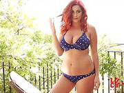 Incredibly Curvy And Hot Redhead Lucy Vixen Poses And Teases In Dotted Bikini