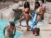 Ava Addams And India Summer Seducing Young Guy By The Pool