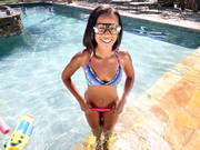 Slender Ebony Babe Skim Diamond Skin Shaking Her Ass In The Pool