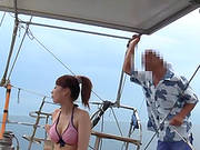 Japanese Milf Rei Aimi Gives A Blowjob To Her Man On A Yacht