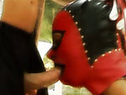 Nikky Rider Is Wearing Leather Costume While Filming In Hardcore Mmf Threesome Porn Scene