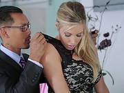 Beautiful, Blonde Woman, Samantha Saint Is Visiting Her Friends And Having A Threesome With Them