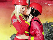 Feisty Babe Cindy Dollar Is Having Passionate Lesbian Sex Wearing Fireman Costume