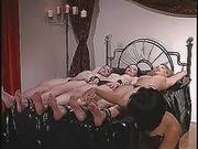Anastasia Pierce Is Lined Up On The Bed And Teased