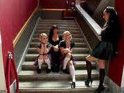 Two Cute Blondes Get Dominated By Gia Dimarco And Isis Love