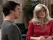 Blonde Haired Woman India Summer In Retro Style Red Dress Talking To Man