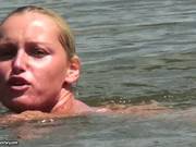 Kathia Nobili Swimming Naked At The Water
