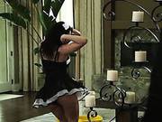 Charley Chase Is A Brunette Maid Who 