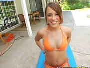Cute Teen Haley Sweet Gives A Hot Blowjob In The Yard